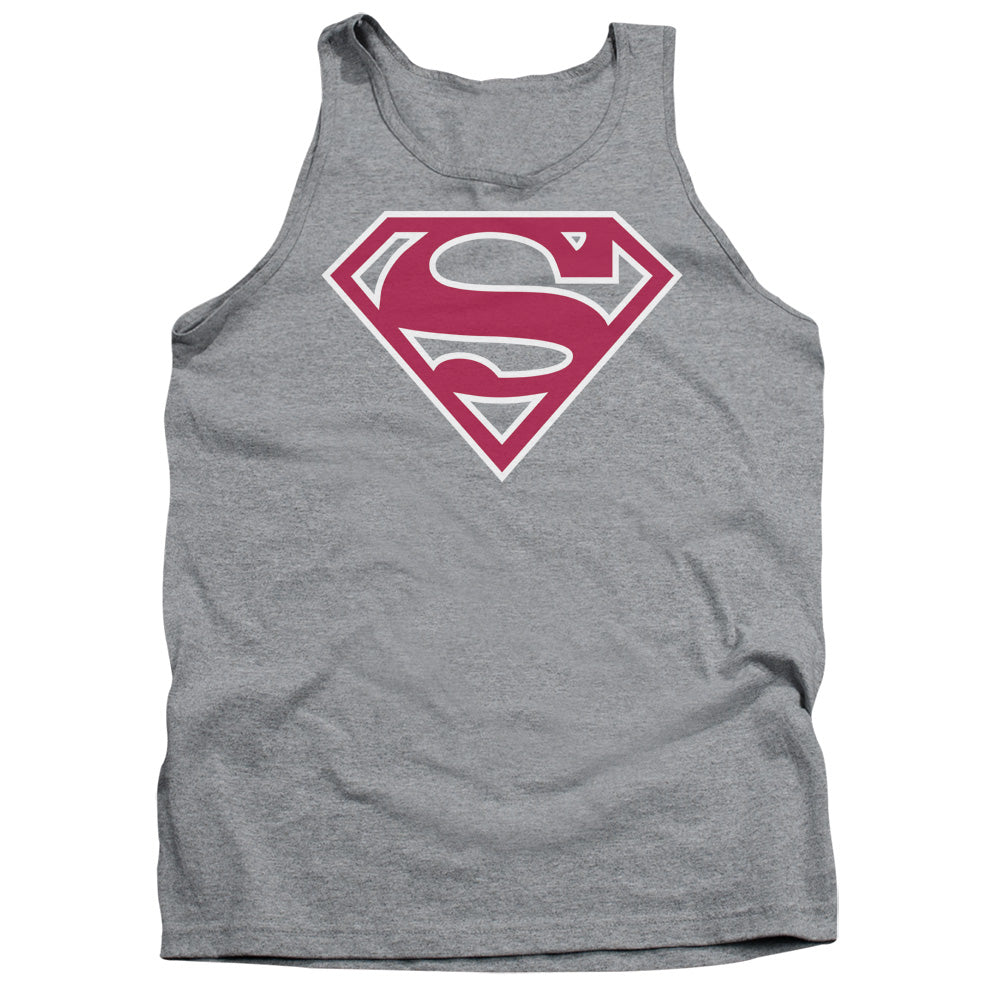 Superman Red & White Shield Athletic Heather Tank Top