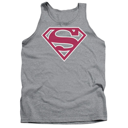 Superman Red & White Shield Athletic Heather Tank Top