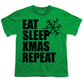 Christmas Eat Sleep Xmas Repeat Kelly Green Youth/Toddler T-Shirt