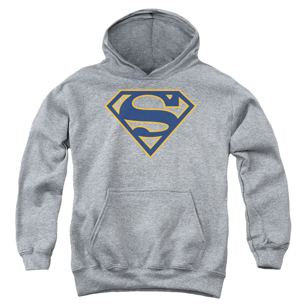 Superman Navy & Orange Shield Athletic Heather Youth Hoodie