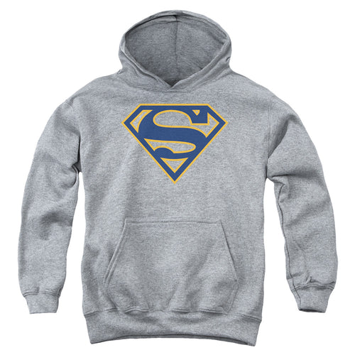 Superman Navy & Orange Shield Athletic Heather Youth Hoodie