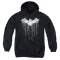 Batman Paint Drip Bat on Black Youth Hoodie