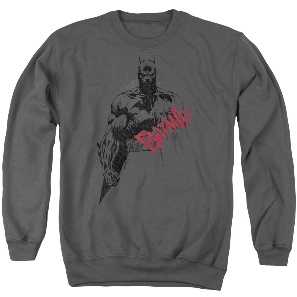Batman Sketch Bat Red Logo Crewneck Sweatshirt