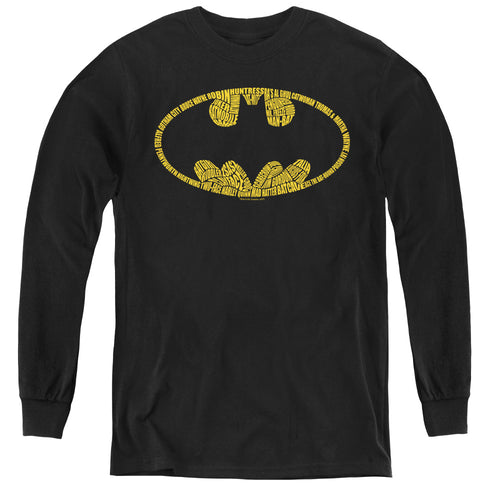 Batman Word Logo Youth Long Sleeve T-Shirt