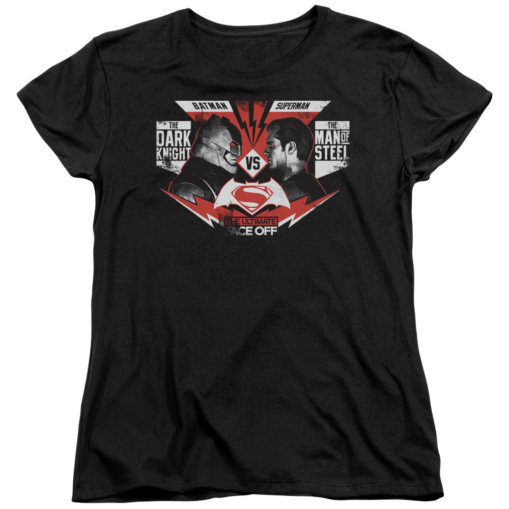 Batman v Superman Ultimate Face Off Womens T-Shirt