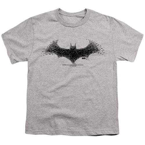 Batman Bat Swarm Logo on Athletic Heather Youth/Toddler T-Shirt