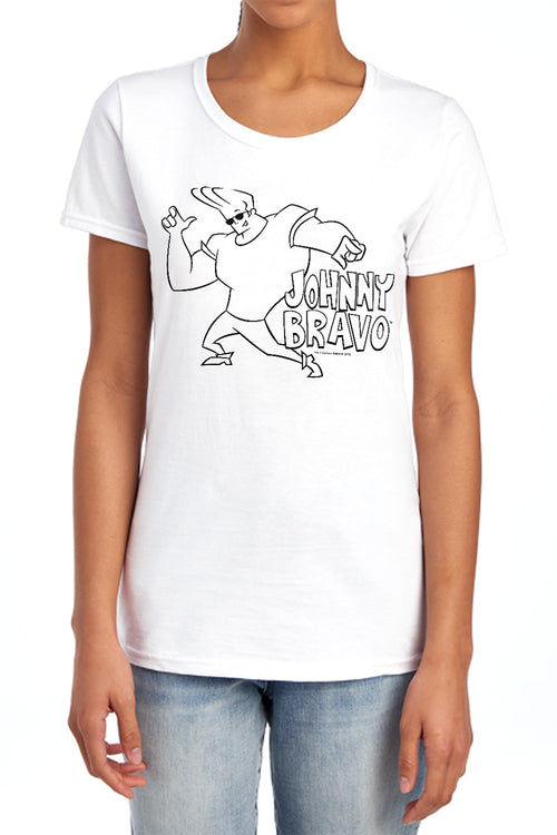Johnny Bravo Jb Line Art Womens T-Shirt