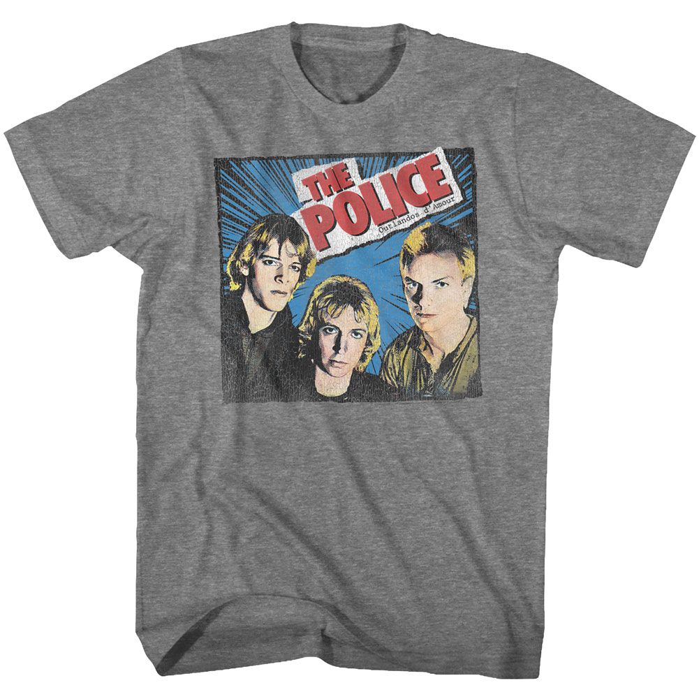 Comic Style The Police t-shirt in graphite heather