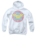 Wonder Woman Classic Circle Logo on White Youth Hoodie