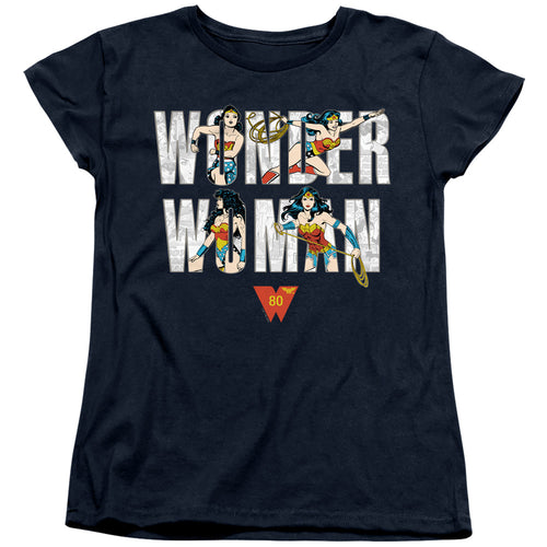 Wonder Woman WW 80th Illustrated Type Womens T-Shirt