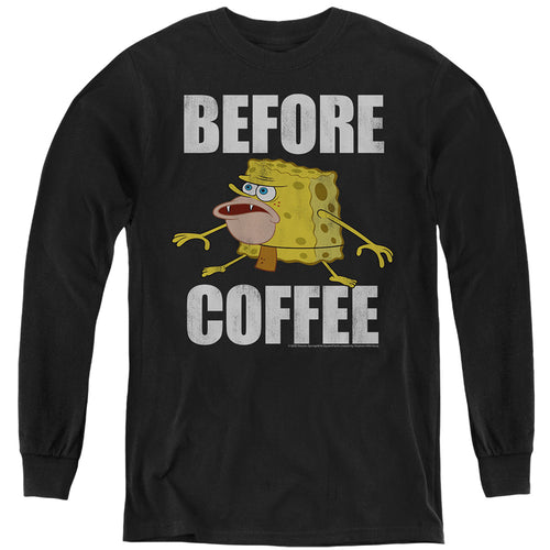 Spongebob Squarepants Before Coffee Meme Youth Long Sleeve T-Shirt