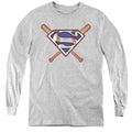 Superman Crossed Bats Youth Long Sleeve T-Shirt