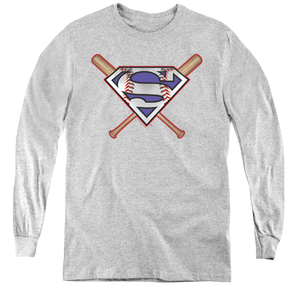 Superman Crossed Bats Youth Long Sleeve T-Shirt