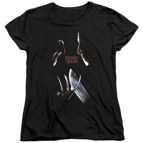 Freddy vs Jason Face Off Womens T-Shirt