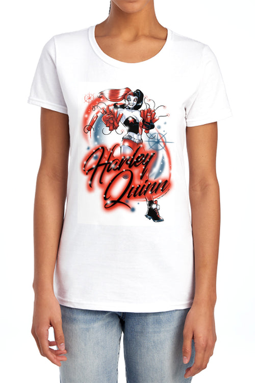 Batman Harley Airbrush Womens T-Shirt