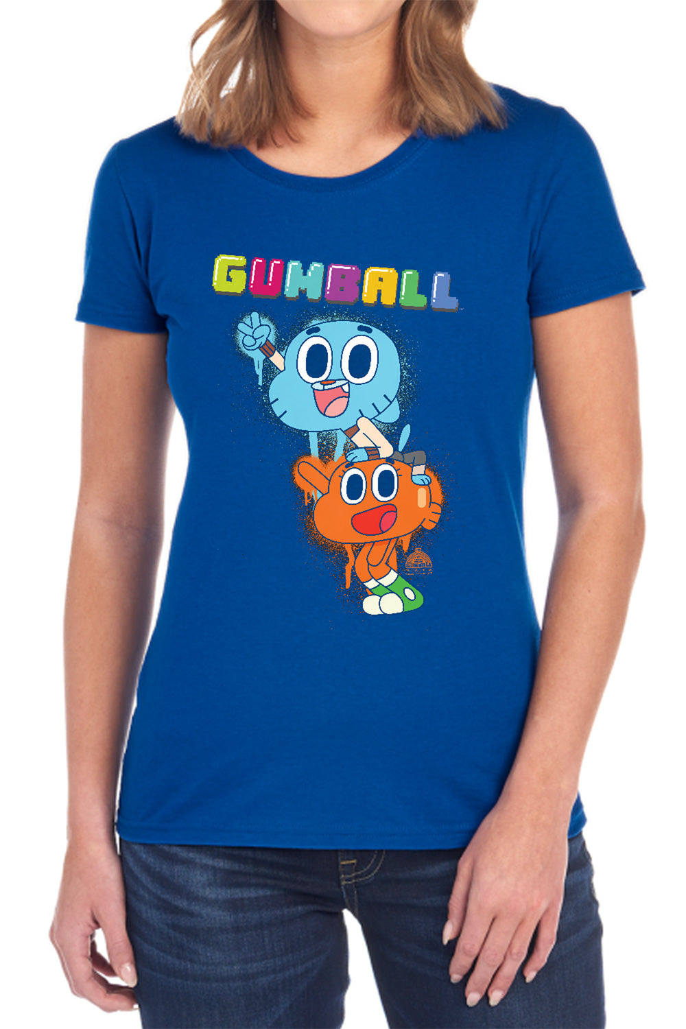The Amazing World of Gumball Gumball and Darwin Spray Paint Womens T-Shirt