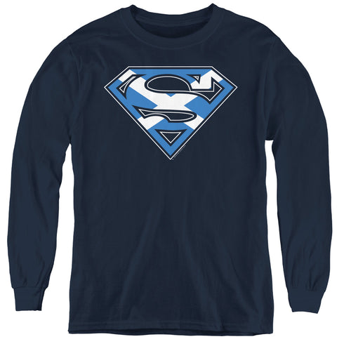 Superman Scottish Shield Youth Long Sleeve T-Shirt