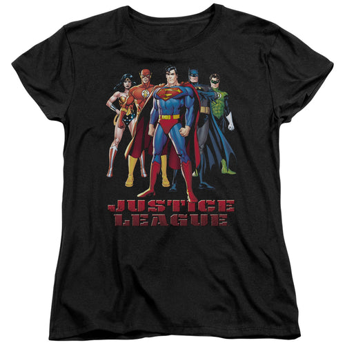 Justice League In League Womens T-Shirt