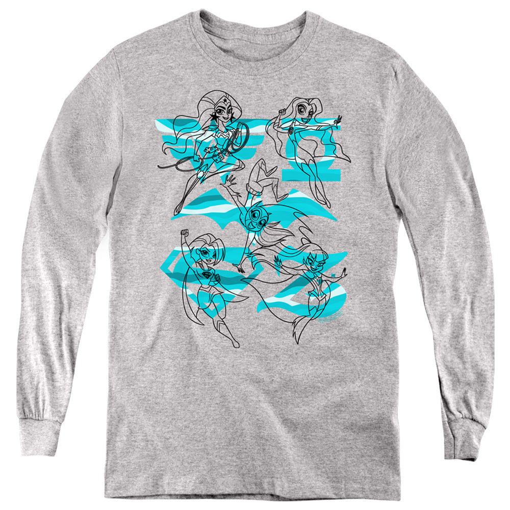 DC Super Hero Girls Line Art Group Youth Long Sleeve T-Shirt