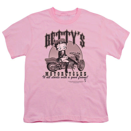Betty Boop Betty's Motorcycles Pink Youth/Toddler T-Shirt