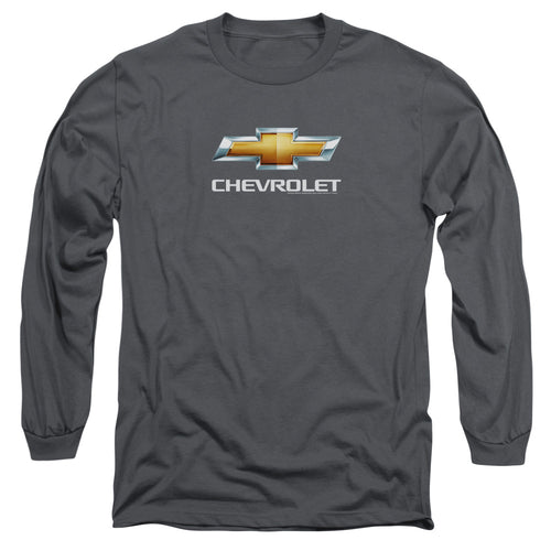 Chevy Bowtie Stacked Charcoal Long Sleeve T-Shirt
