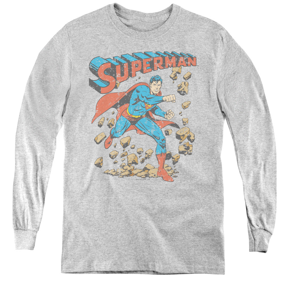 Superman Mad at Rocks Youth Long Sleeve T-Shirt