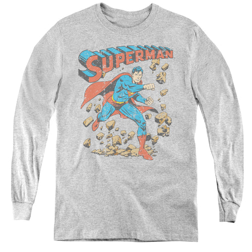 Superman Mad at Rocks Youth Long Sleeve T-Shirt