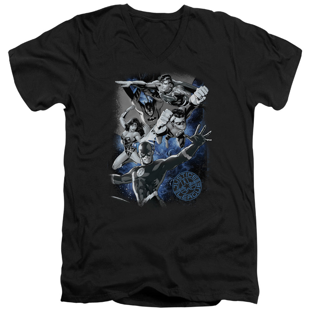 Justice League Galactic Attack Nebula V-Neck T-Shirt