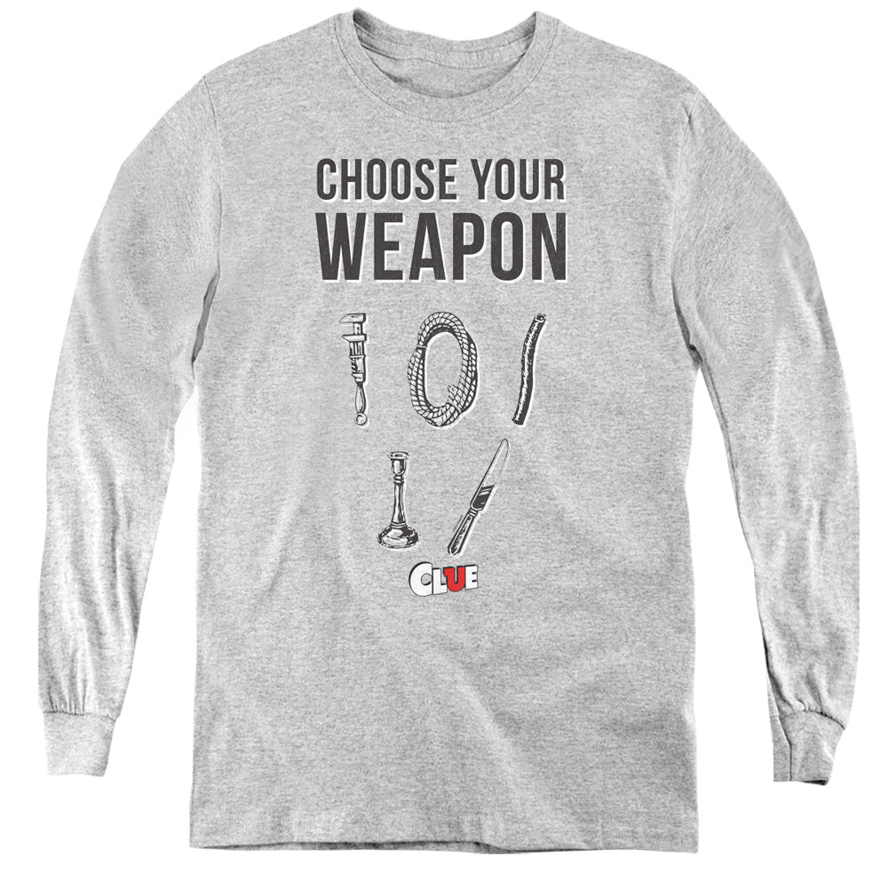 Clue Choose Your Weapon Youth Long Sleeve T-Shirt