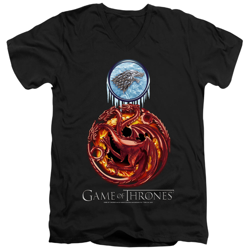 Game of Thrones Combined Targaryn And Stark V-Neck T-Shirt