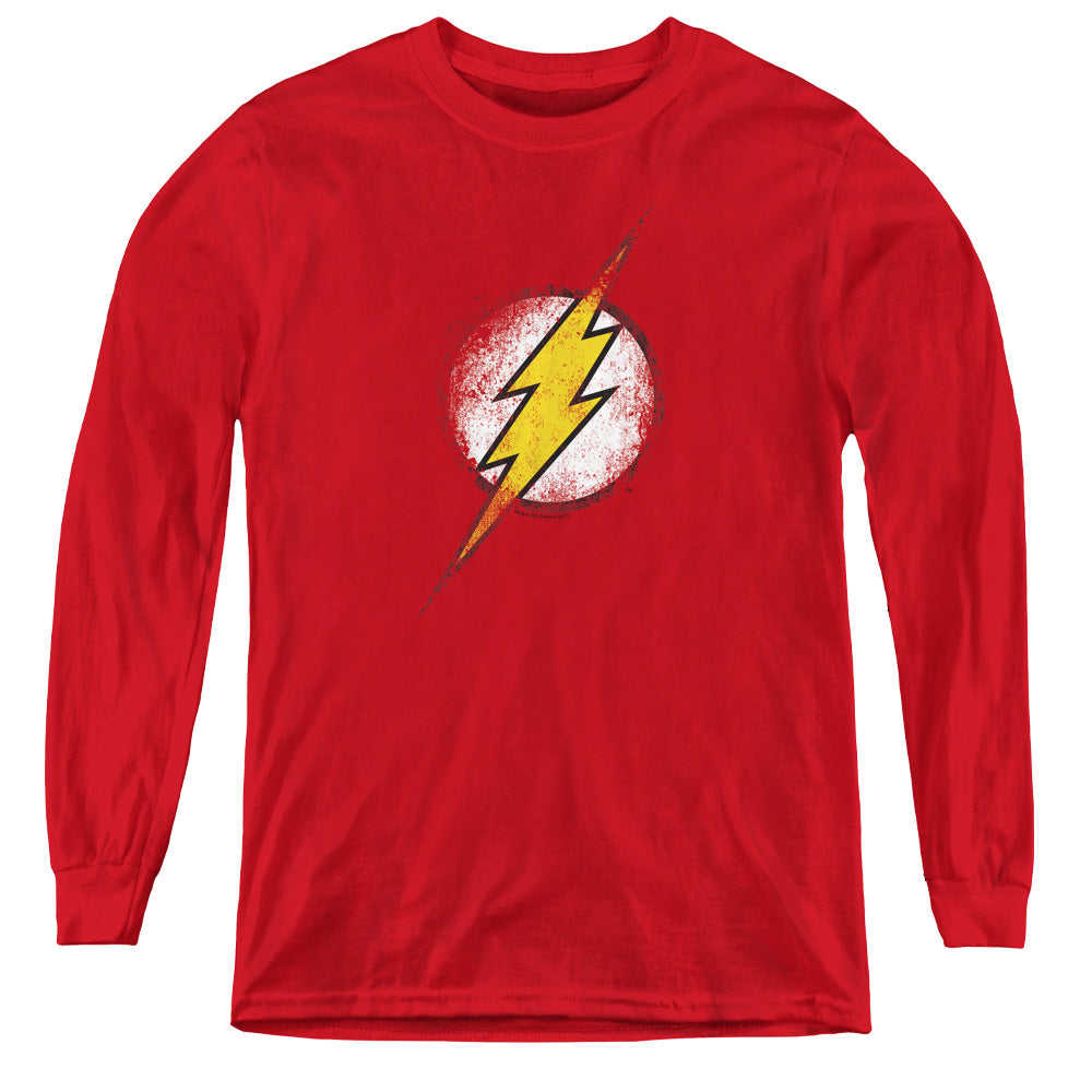 Justice League Destroyed Flash Logo Youth Long Sleeve T-Shirt