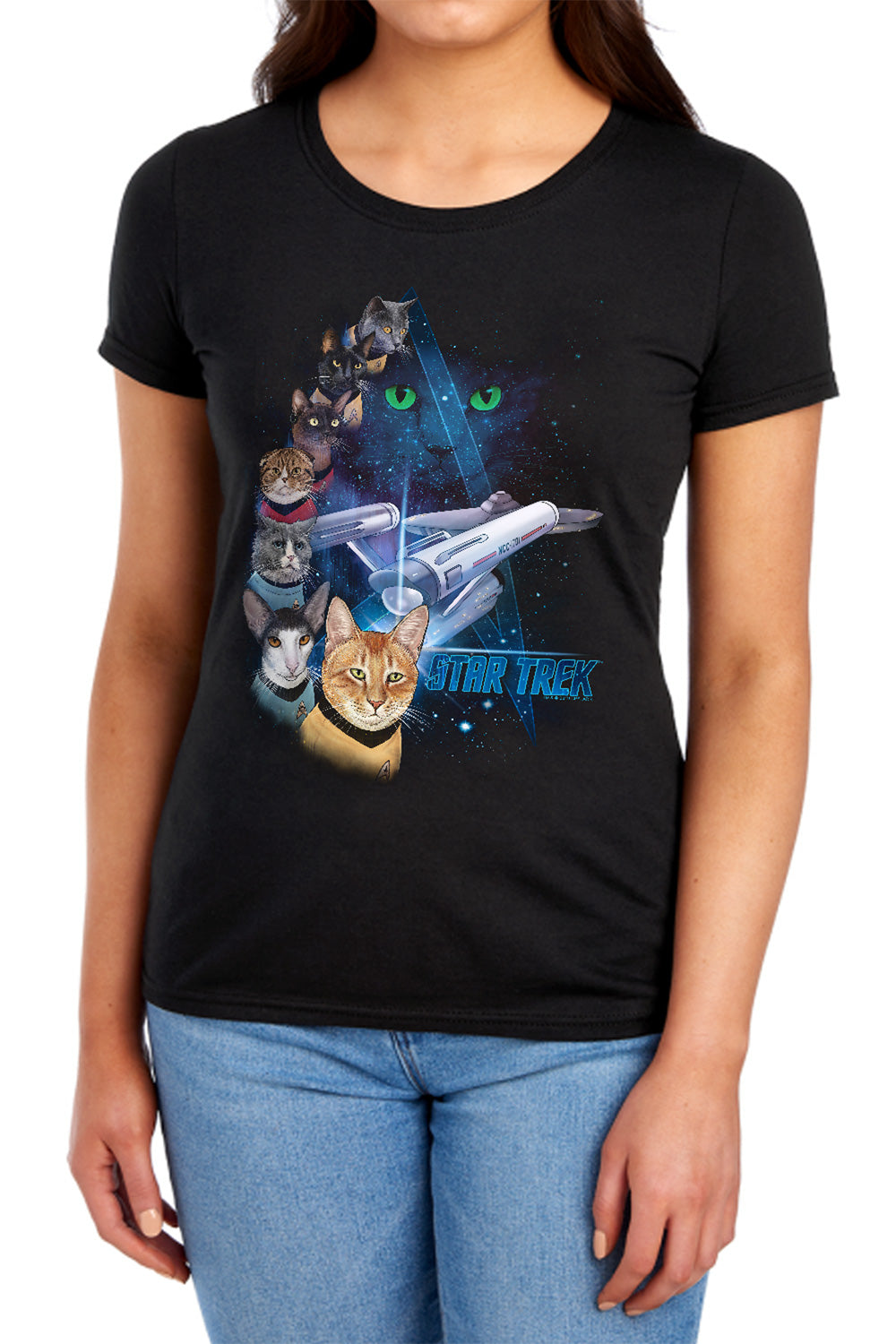 Star Trek Cats Feline Galaxy Womens T-Shirt