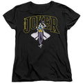 The Batman Joker Varsity on Black Womens T-Shirt
