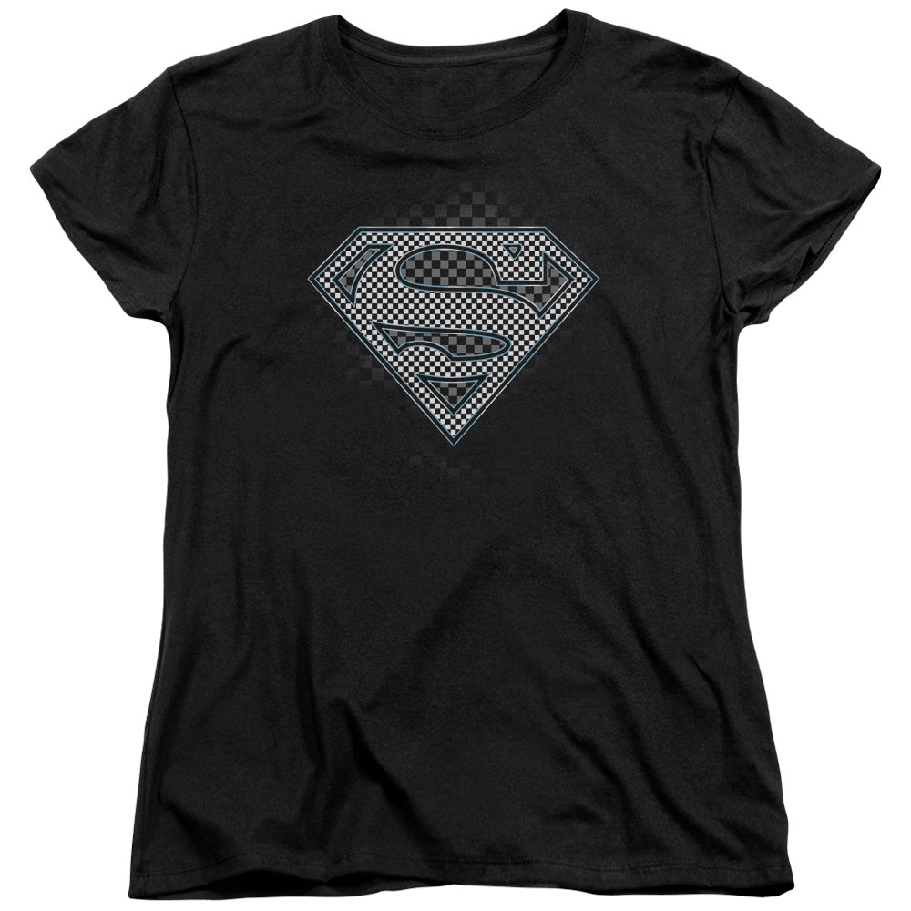 Superman Checkerboard Womens T-Shirt