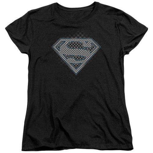 Superman Checkerboard Womens T-Shirt