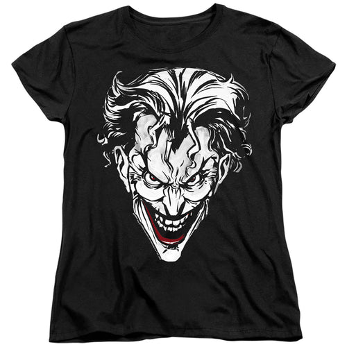 The Batman Joker Red on Black Womens T-Shirt