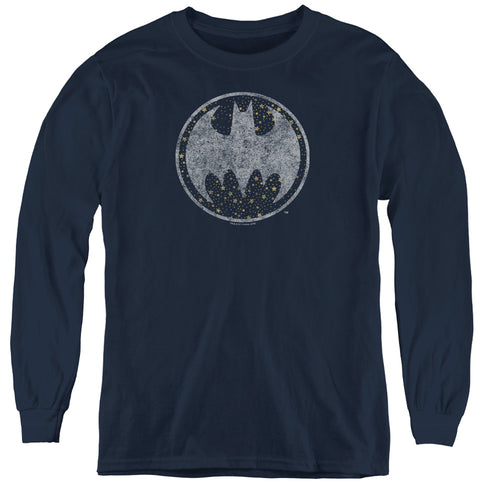Batman Starry Night Shield Youth Long Sleeve T-Shirt