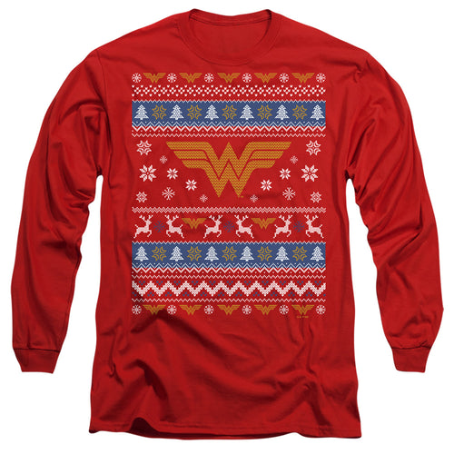 Wonder Woman Ugly Christmas Logo Long Sleeve T-Shirt
