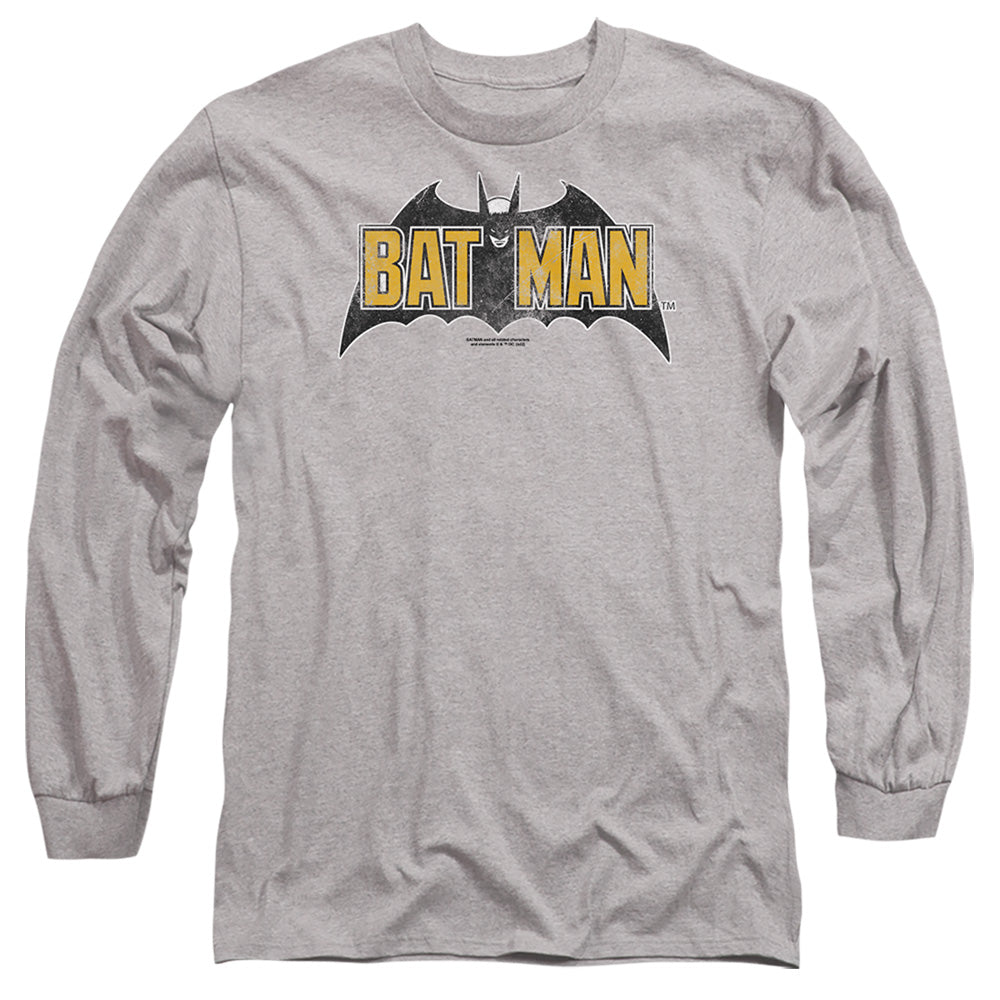 The Batman Vintage Bat Logo on Gray Long Sleeve T-Shirt