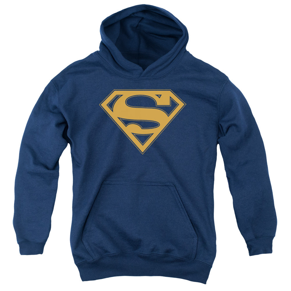 Superman Navy & Orange Shield Navy Youth Hoodie