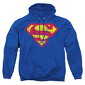 Superman Classic Logo Distressed Royal Pullover Hoodie