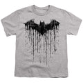 Batman Paint Drip Bat on Athletic Heather Youth/Toddler T-Shirt