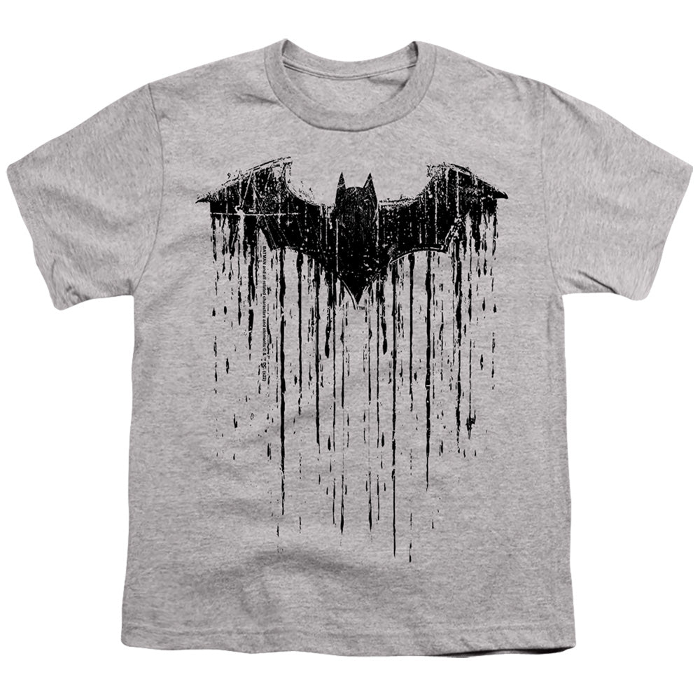 Batman Paint Drip Bat on Athletic Heather Youth/Toddler T-Shirt