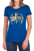 Batman Collage Shield Womens T-Shirt