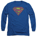 Superman Retro Supes Logo Distressed Long Sleeve T-Shirt