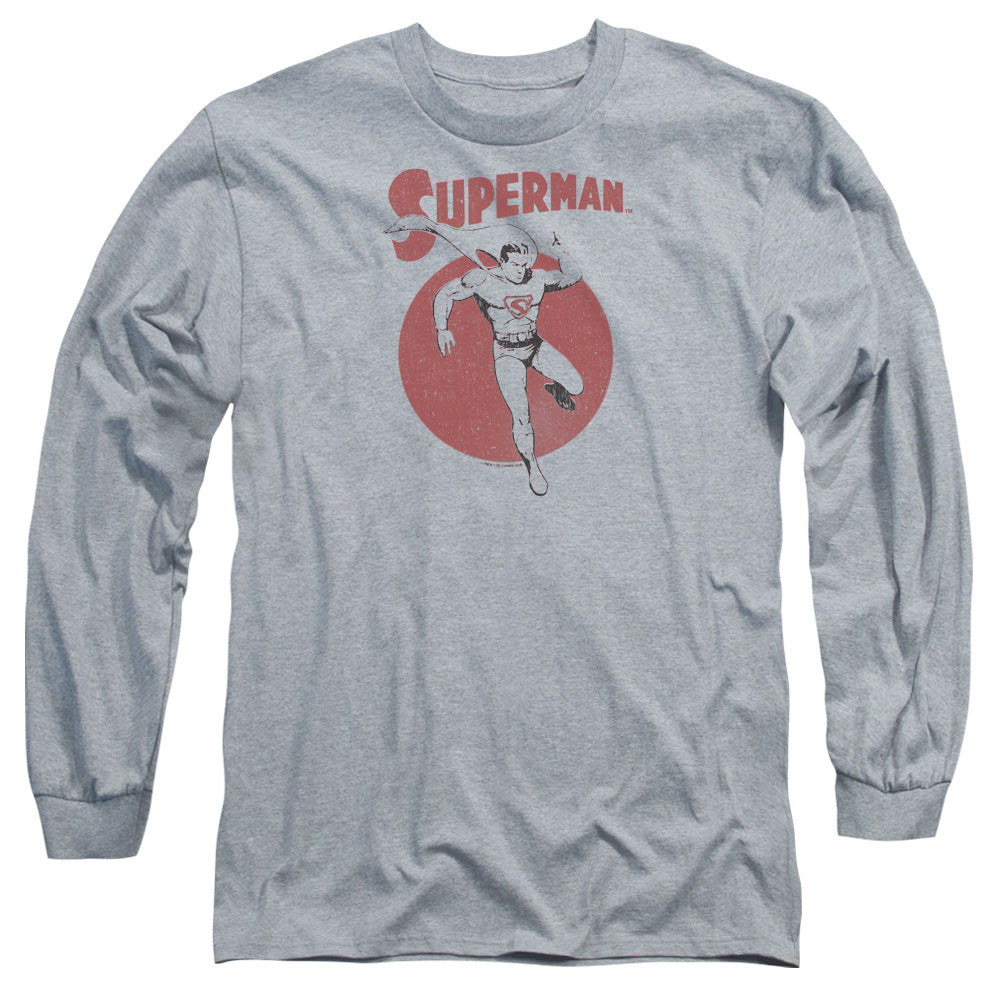 Superman Vintage Sphere Athletic Heather Long Sleeve T-Shirt