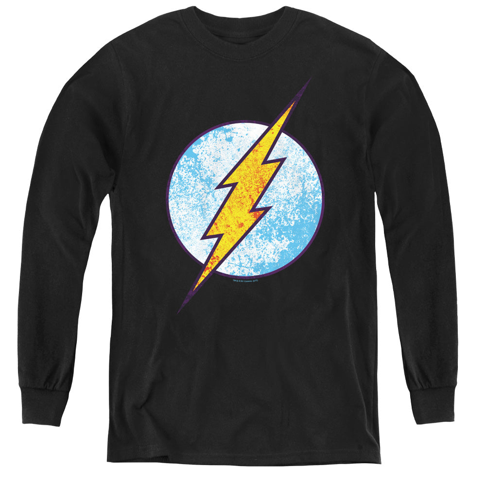 The Flash Flash Neon Distress Logo Youth Long Sleeve T-Shirt