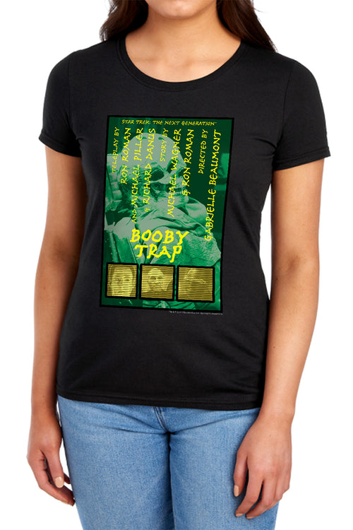 Star Trek Booby Trap Black Womens T-Shirt