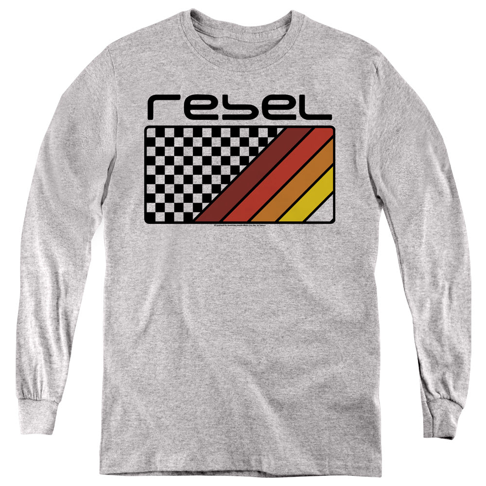 Honda Rebel Checkers And Stripes Youth Long Sleeve T-Shirt