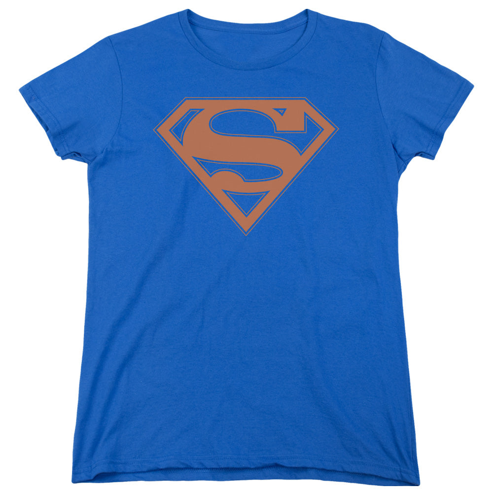Superman Blue & Orange Shield Royal Womens T-Shirt